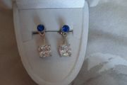 beautiful blue and clear stone earrings