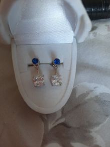 beautiful blue and clear stone earrings