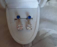 beautiful blue and clear stone earrings