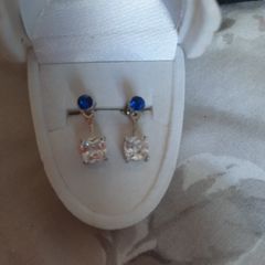 beautiful blue and clear stone earrings