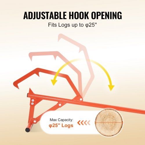 Timberjack, 46.5 in, Heavy Duty Steel Log Roller, Log Lifter with Adjustable Cant Hook, Logging Tools Log Jack for Logs Ups to 25" Dia,