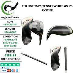 Titleist TSR3 #3 Wood 15 Degree / Tensei White Av 75 X-Stiff