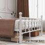 Double Bed Frame with Headboard and Footboard,Metal Platform Bed Frame Double Bed With Storage No Box Spring Needed,Strong Steel Slat Support/Mattress Base/White Image 4
