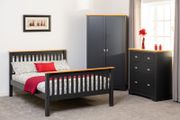 Monaco 4'6" Bed High Foot End Grey/Oak Effect