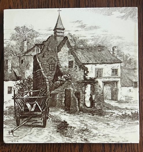 Set of 6 Antique Minton 'The Views' Victorian Tiles c.1885