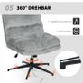 Armless Upholstered Chair, Swivel Padded Office Chair with Soft Fabric Cover, Height-Adjustable, Steel Legs, Gray Image 3
