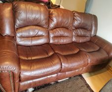 3 Seater Brown Leather Reclining Sofa