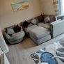 L shape sofa, pouffe and swivel chair Image 3
