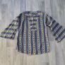 1960s Vintage floral silky bell sleeve split neckline tunic blouse Image 3