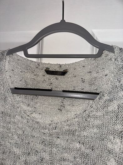 GUESS Designer Women's Knit Sleeveless Top in Sparkly Grey - Size UK 8