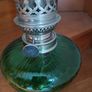Antique French large green glass oil lamp Image 7