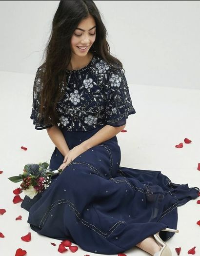 Asos Design Flutter Sleeve Maxi Dress