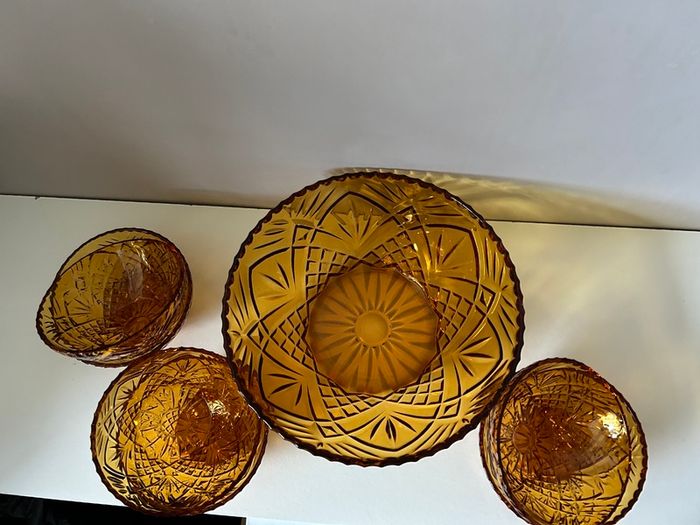 Vintage Amber Pressed Glass Bowls.Price drop
