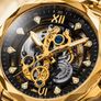 Gold Stainless steel auto skeleton watch Image 3