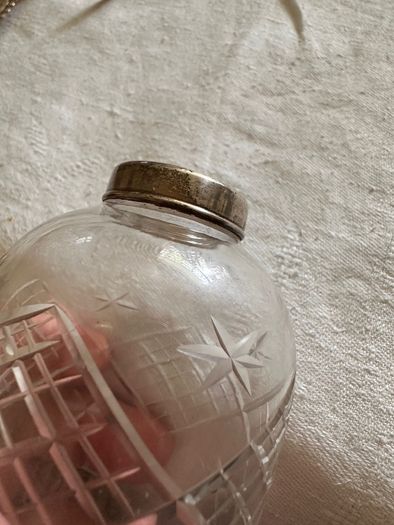 Antique elegant Edwardian style silver collared cut glass vase
