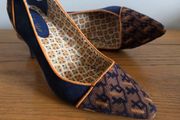 Ruby Shoo Navy Geo-Pattern Pointed Heels - UK 7  EU 40