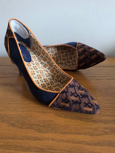 Ruby Shoo Navy Geo-Pattern Pointed Heels - UK 7  EU 40