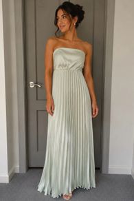 Womens Sage Green Pleated Midi Dress