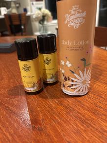 Brand new The Handmade Company- Lemongrass and Cedarwood Body Lotion and 2 Free Travel size Body Wash and Body Lotion
