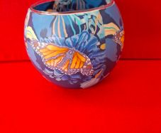 Glass Tealight Holder Monarch Butterfly