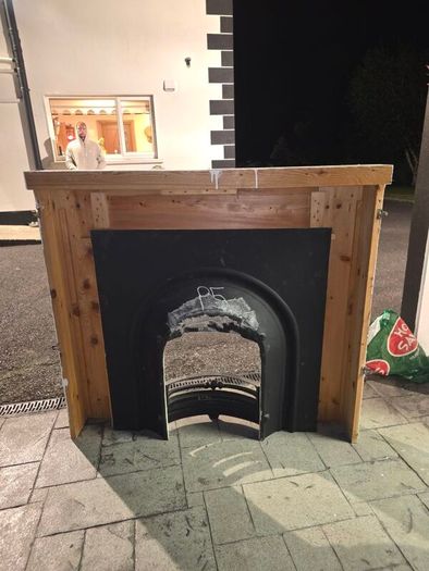 Wooden Fireplace &  Cast Iron Surround and
