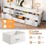TV Stand Cabinet, TV Unit with 5 Drawers, 140 cm, White TV Console Table with Storage Organizers, Entertainment Center with Open Shelf for Living Room, Bedroom Image 6