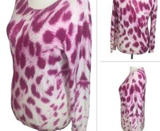 Gerard Pink & White Lightweight Long Sleeve Jumper Feather Print L Uk 14 Includes Post