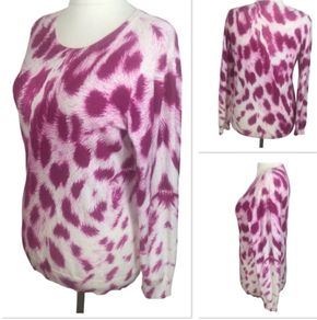 Gerard Pink & White Lightweight Long Sleeve Jumper Feather Print L Uk 14 Includes Post