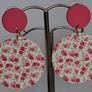 Pink & White Blossom Motif Round Earrings Image 4