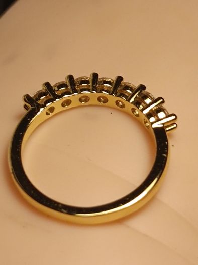 Gold Plated Sterling Silver 7 Stone Moissanite Band Ring