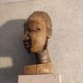 Head Sculpture African Tribal Carved  Wood ON MARBLE PLINTH. Image 6