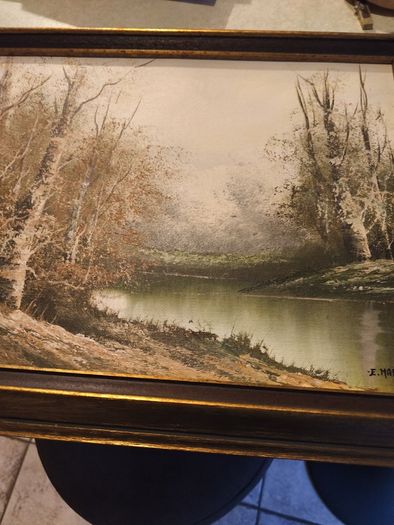 Framed ORIGINAL E.Martino Oil Painting On Board, Signed  Early 20th Century Painting