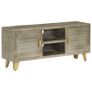 TV Cabinet Solid Mango Wood Grey with Brass 110x30x48 cm Image 10