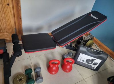 Complete Home Gym Bundle: PASYOU Bench, 20kg Dumbbell Set & Barbell.