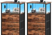 3 Drawers Chest of Drawers for Bedroom with Charging Station and LED Light