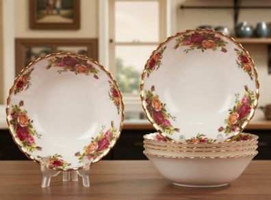 Set of 6 Bowls by Royal Albert " Old Country Roses "
