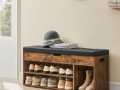 Shoe bench with seat upholstered vintage brown 150kg max