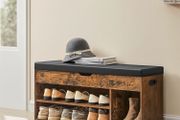 Shoe bench with seat upholstered vintage brown 150kg max