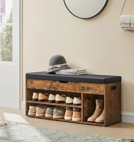Shoe bench with seat upholstered vintage brown 150kg max