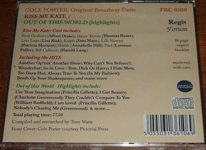 Kiss Me Kate & Out Of This World by Cole Porter. Original Broadway Casts. CD. Free Postage!