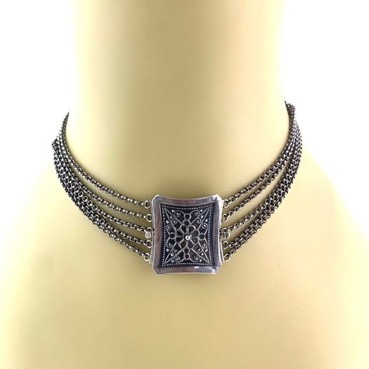 Antique Biedermeier 800 Silver Choker Necklace
