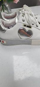 LOVE MOSCHINO white lace-up trainers Sz 40 (Fit 7- 7.5UK) - Rrp 220 (New)