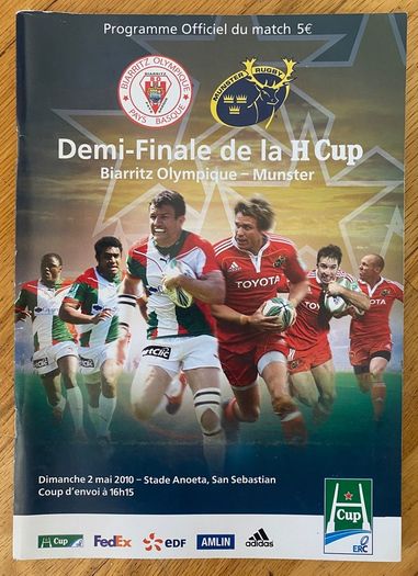 2010 Biarritz Olympique v Munster - Heineken Cup Semi-Final Programme