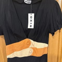 Rixo Black Midi Dress Bnwt Uk 6 / Xxs