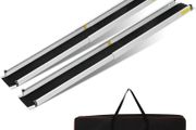 2PCS Telescopic Wheelchair Ramps, 4FT - 122L x 18.9W cm Portable Threshold Ramps,272kg Capacity,for Home Front Door Stair Steps