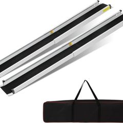 2PCS Telescopic Wheelchair Ramps, 4FT - 122L x 18.9W cm Portable Threshold Ramps,272kg Capacity,for Home Front Door Stair Steps