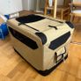 Portable Soft-Sided Folding Travel Crate Kennel for cat, dog, and other small animals, Tan, Image 3