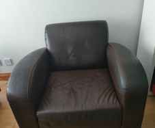 Armchairs x 2, leather effect, approx 83cm deep, 92 wide, selling separately or as a pair, 50 euro each.