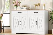 Sideboard, 120 cm Wide Kitchen Cabinet with Worktops, Kitchen Buffet Storage Cabinet with 2 Drawers and 4 Doors, Living Room, Kitchen, Hallway, White &amp; Brown