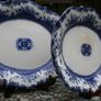 Vintage Ironstone Blue and white Transfer Serving Plates HUDSON WILCOX & TILL - England 16"x12" and 14"x11" Image 4
